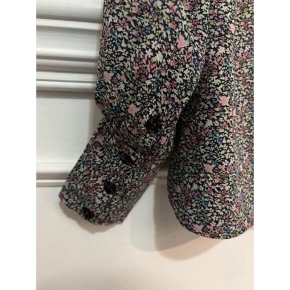 Ganni Blouse Long Sleeve Crepe Floral Print V Neck Top Sz EU34/ US2 Oversized - Picture 5 of 9